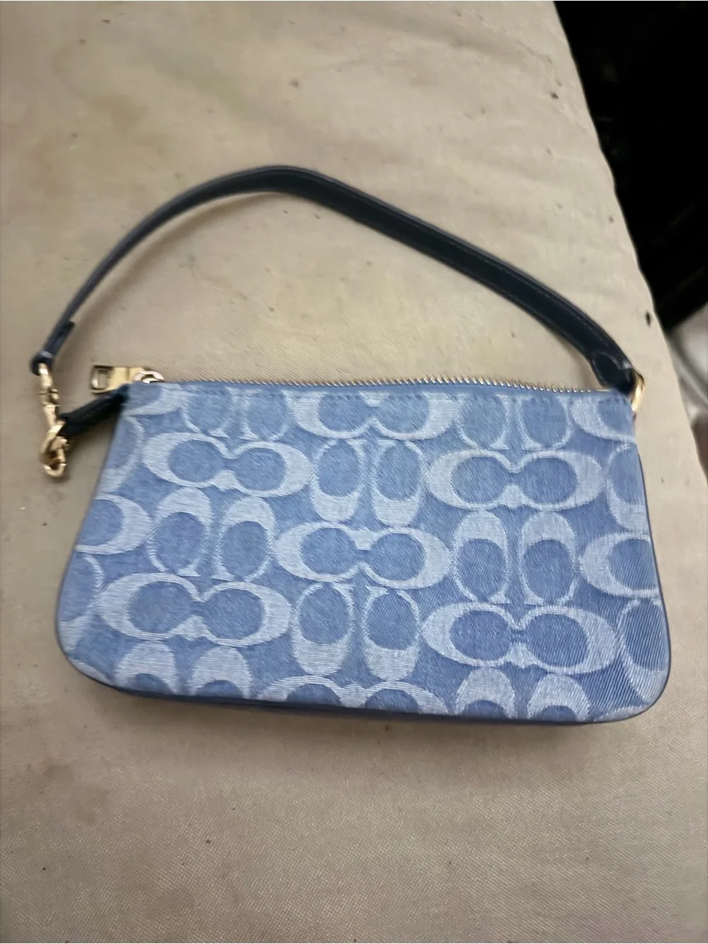 Coach Blue Denim Signature Canvas hand bag
